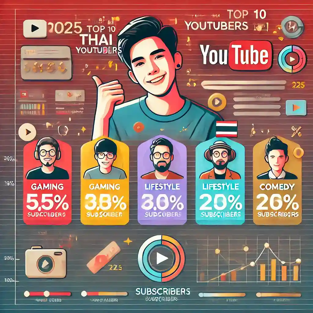 10 อันดับ YouTuber ไทยที่มีผู้ติดตามมากที่สุดในปี 2025